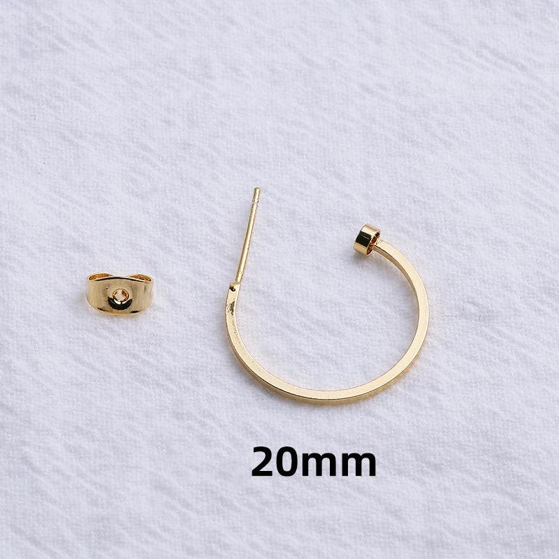4pcs 18K Brass C-shaped Ear Hook Earring Posts for DIY Jewelry Making