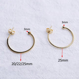 4pcs 18K Brass C-shaped Ear Hook Earring Posts for DIY Jewelry Making