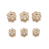 5.5mm 14K Plated Brass Zircon Flower Bead Caps for Jewelry Making