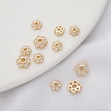 5.5mm 14K Plated Brass Zircon Flower Bead Caps for Jewelry Making