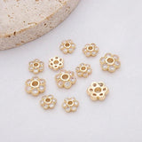 5.5mm 14K Plated Brass Zircon Flower Bead Caps for Jewelry Making