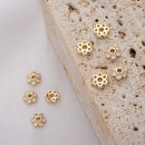 5.5mm 14K Plated Brass Zircon Flower Bead Caps for Jewelry Making