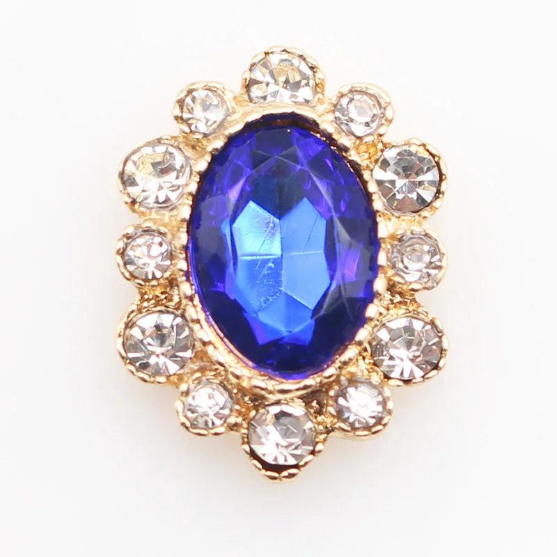 10Pcs Oval Alloy Rhinestone Flat Bottom Applique DIY Jewelry