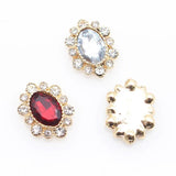 10Pcs Oval Alloy Rhinestone Flat Bottom Applique DIY Jewelry