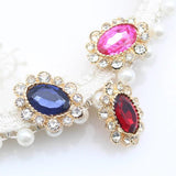 10Pcs Oval Alloy Rhinestone Flat Bottom Applique DIY Jewelry
