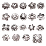 100 Beads Caps Flower Leaves Carved Pattern Antique Silver DIY Necklace