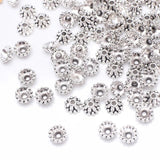 100 Beads Caps Flower Leaves Carved Pattern Antique Silver DIY Necklace