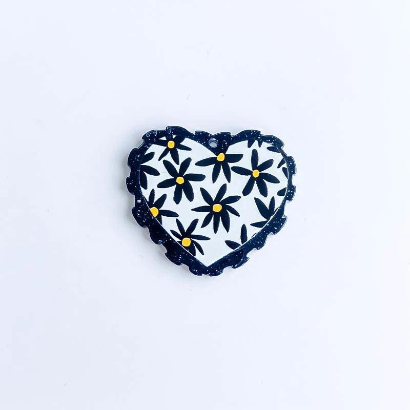 Acrylic Resin Heart Earrings Pendant Charms Jewelry Making Supplies 8pcs