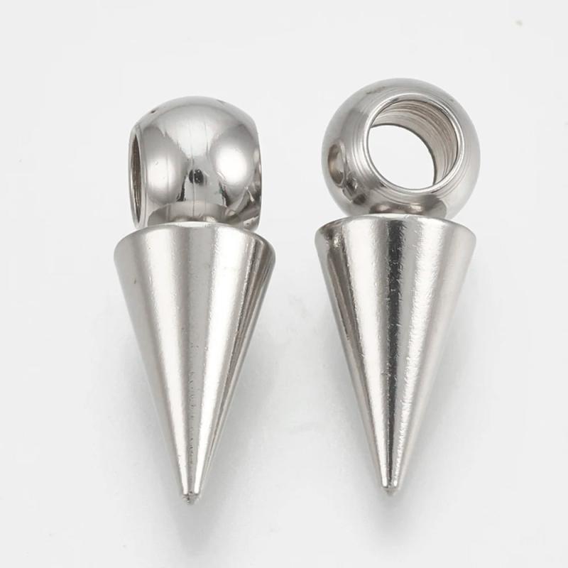 201 Stainless Steel Cone Pendants 16x6mm for Bracelet Making