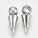 201 Stainless Steel Cone Pendants 16x6mm for Bracelet Making
