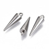 201 Stainless Steel Cone Pendants 16x6mm for Bracelet Making