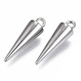 201 Stainless Steel Cone Pendants 16x6mm for Bracelet Making