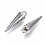 201 Stainless Steel Cone Pendants 16x6mm for Bracelet Making