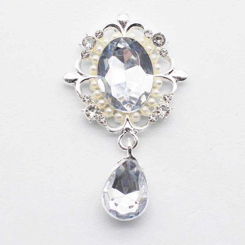10Pcs Crystal Rhinestone Brooch DIY Wedding Invitation Decoration