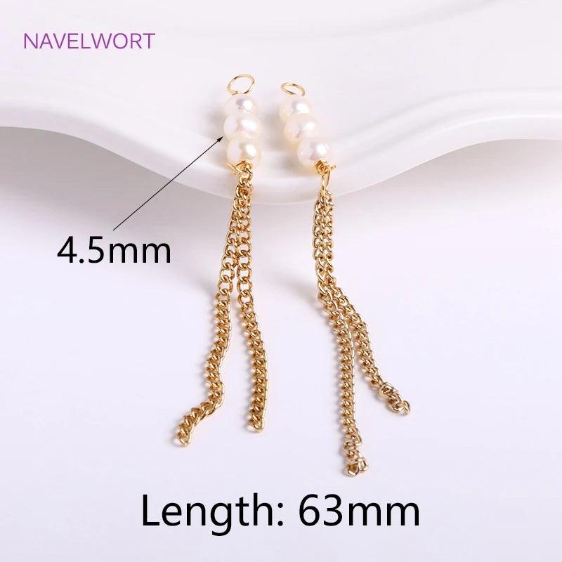18K Plated Tassel Pearl Charms, DIY Earring Making Accessory