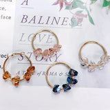 Round Rhinestone Loop Eardrop Pendant Charms Necklace Accessories