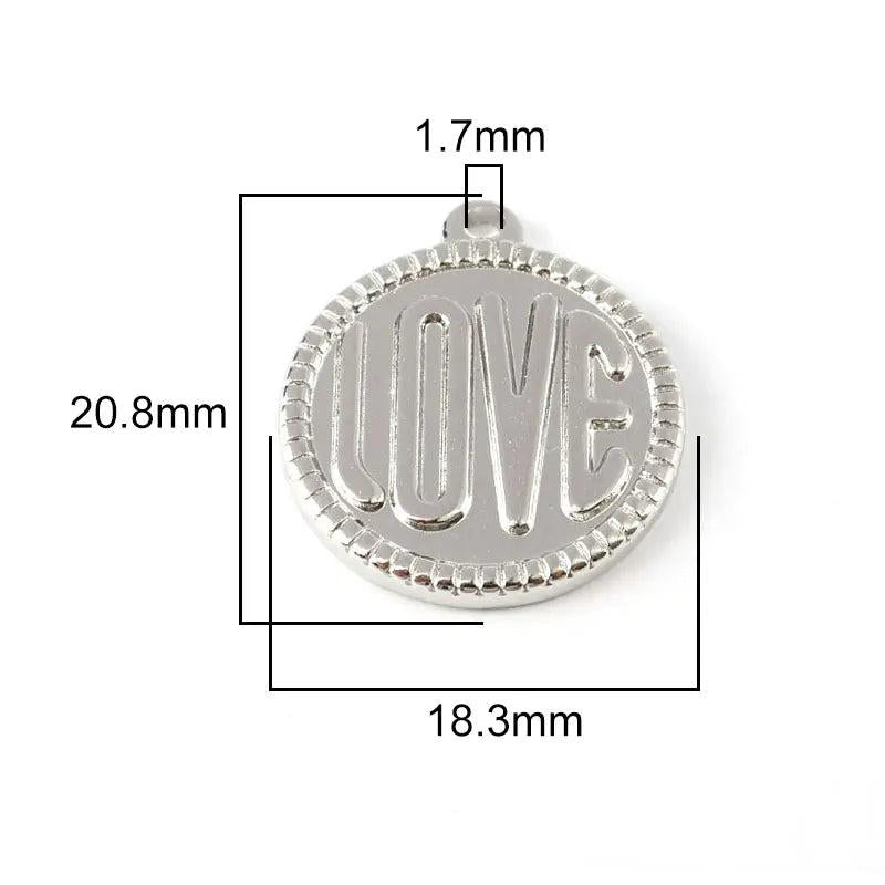 5pcs Stainless Steel Round Letter Pendant Charms for DIY Jewelry Making