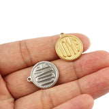 5pcs Stainless Steel Round Letter Pendant Charms for DIY Jewelry Making