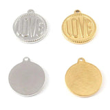 5pcs Stainless Steel Round Letter Pendant Charms for DIY Jewelry Making
