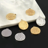 5pcs Stainless Steel Round Letter Pendant Charms for DIY Jewelry Making