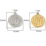 5pcs Stainless Steel Round Letter Pendant Charms for DIY Jewelry Making
