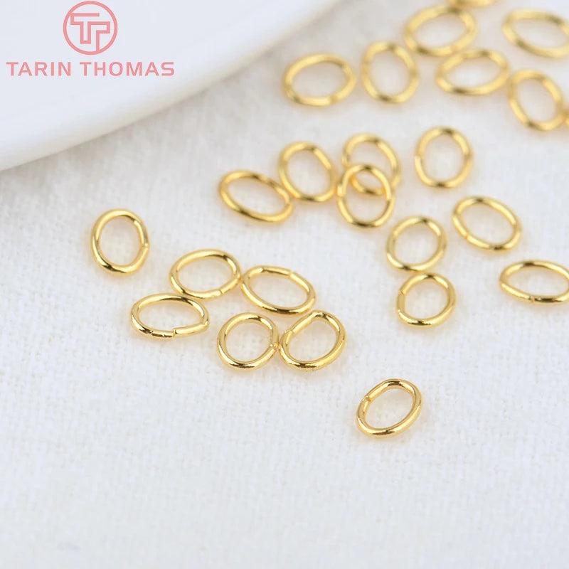 260PCS 3x4MM 24K Plated Brass Oval Jump Rings Split Rings