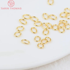 260PCS 3x4MM 24K Plated Brass Oval Jump Rings Split Rings