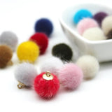Wool Ball Eardrop Charms 12pcs