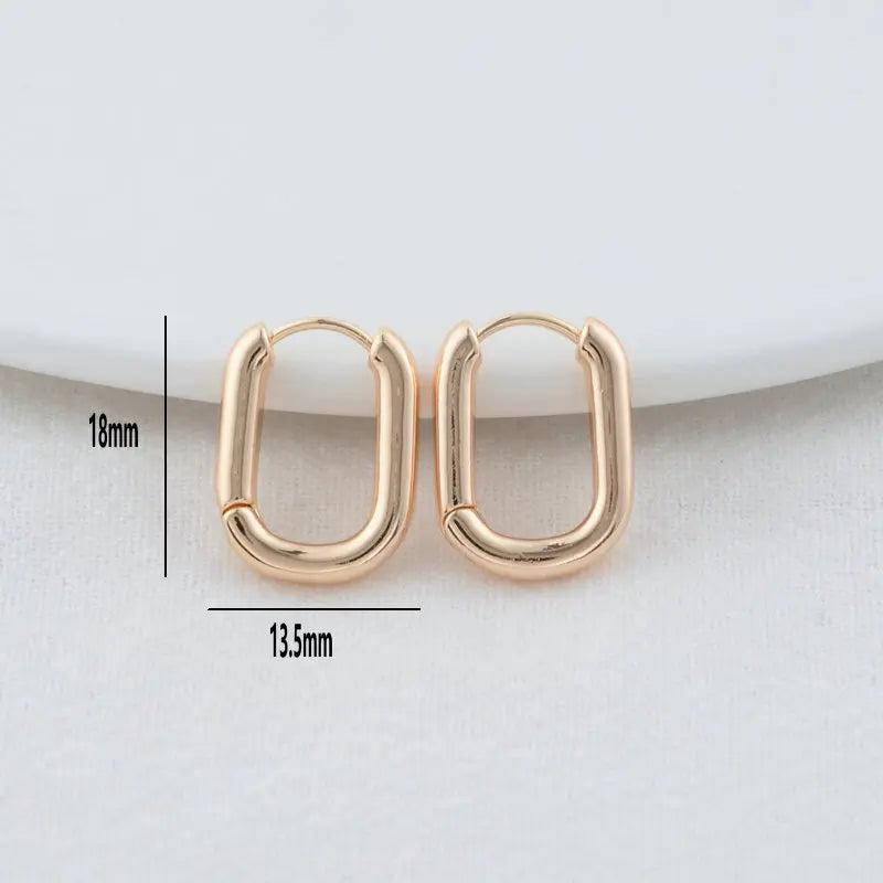 14K Brass Oval Earrings Hoops High-Quality DIY Findings