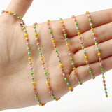 Multicolor Rosary Enamel Beads Link Chain 1m