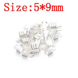 200pcs Metal Crimps End Caps for Flat Leather Cord Gold/Silver F586