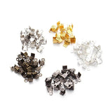200pcs Metal Crimps End Caps for Flat Leather Cord Gold/Silver F586