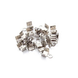 200pcs Metal Crimps End Caps for Flat Leather Cord Gold/Silver F586