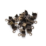 200pcs Metal Crimps End Caps for Flat Leather Cord Gold/Silver F586