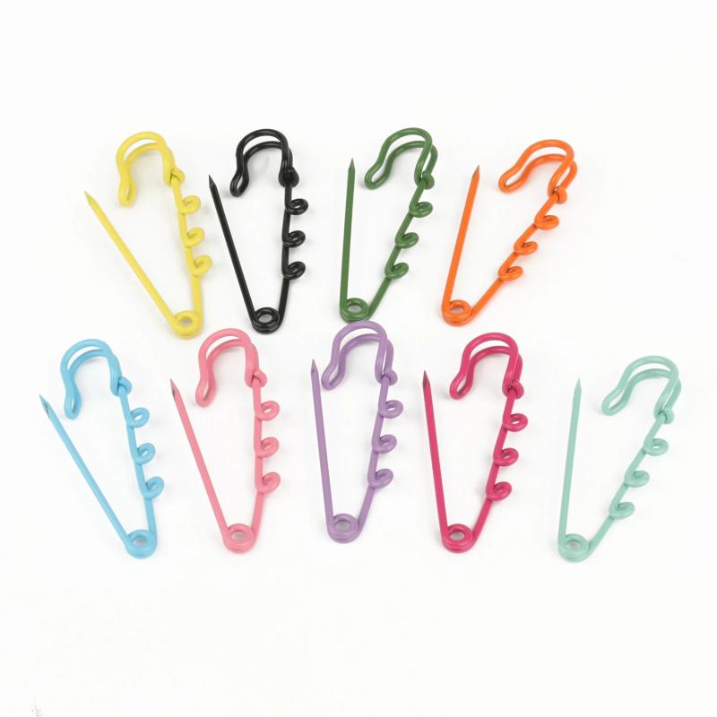 10pcs Colorful Safety Pins Brooch Blank Base 3 Holes Pins Jewelry Making