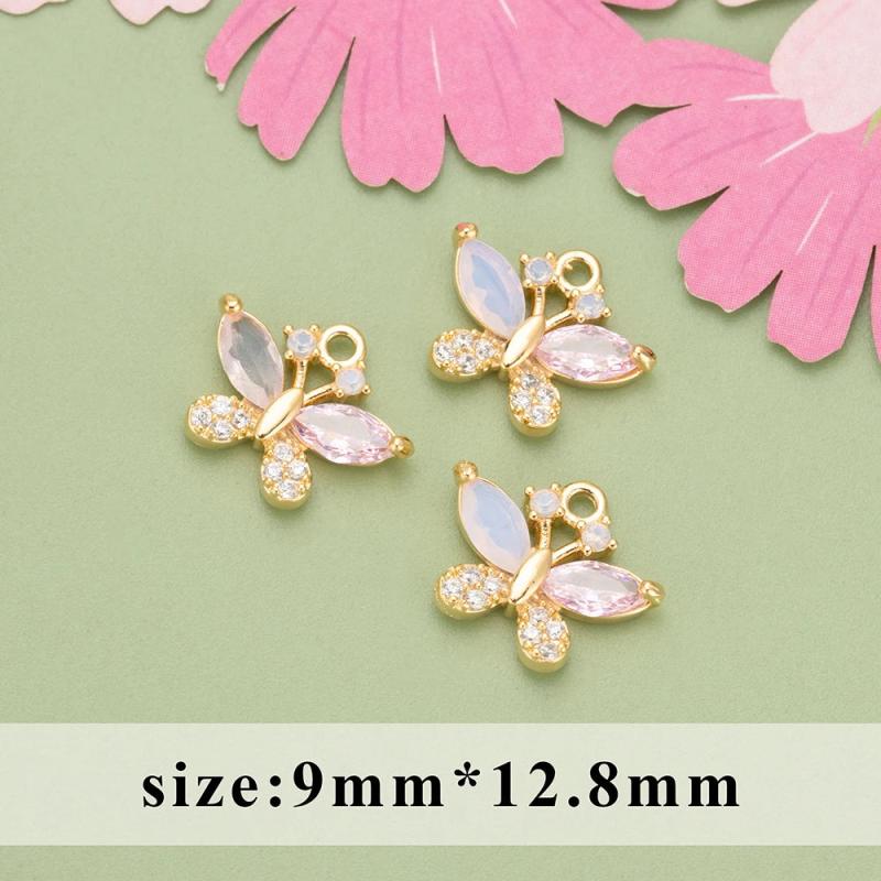 Handmade 18k Plated Copper Zircon Charms for DIY Pendants