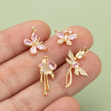 Handmade 18k Plated Copper Zircon Charms for DIY Pendants