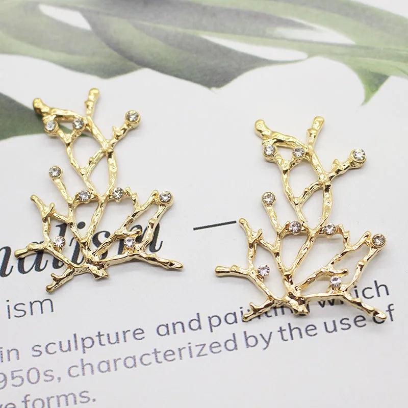 10 Pcs Metal Branches Jewelry Rhinestones Decoration