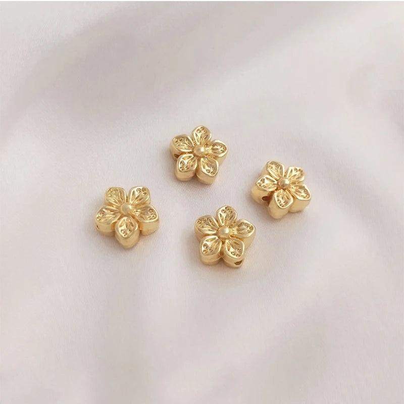 14K Peach Blossom Flower Spacer Beads for DIY Jewelry Making