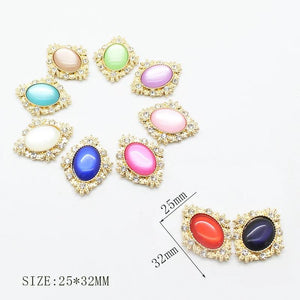 10pcs 25*32MM Oval Metal Decorative Buttons DIY Wedding Hair Accessories