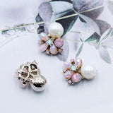 10pcs Pink Rhinestone Pearl Buckle Metal Box DIY Girl Hair Accessories