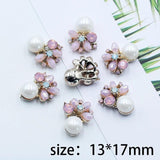 10pcs Pink Rhinestone Pearl Buckle Metal Box DIY Girl Hair Accessories