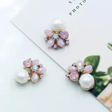 10pcs Pink Rhinestone Pearl Buckle Metal Box DIY Girl Hair Accessories