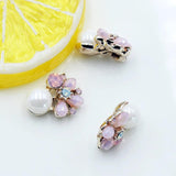 10pcs Pink Rhinestone Pearl Buckle Metal Box DIY Girl Hair Accessories