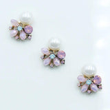 10pcs Pink Rhinestone Pearl Buckle Metal Box DIY Girl Hair Accessories