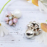 10pcs Pink Rhinestone Pearl Buckle Metal Box DIY Girl Hair Accessories
