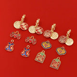 6pcs Copper Plated Chinese Style Blessing Pendant DIY Charms
