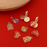 6pcs Copper Plated Chinese Style Blessing Pendant DIY Charms