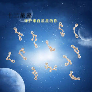 10pcs Rhinestone Inlaid Constellation Pendant Charms
