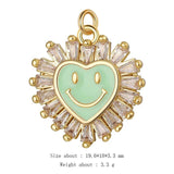 Copper Dripping Oil Smile Face Charms with CZ Jewelry Accessories